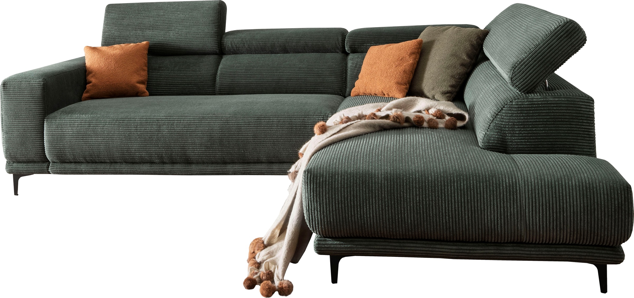 alina Ecksofa »Hikari«, wahlweise mit Sitzvorzug, in modernem Cordstoff, Breite 302 cm