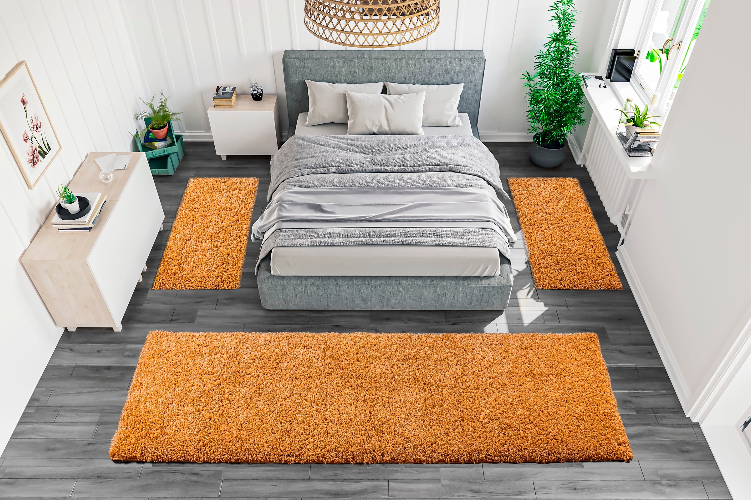 my home Bettumrandung »Viva«, (3 tlg.), Bettvorleger, Läufer-Set, Uni-Farbe günstig online kaufen