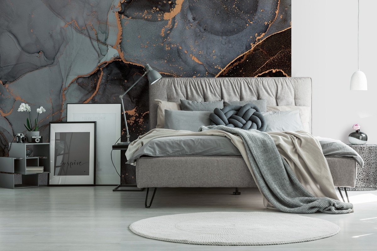 A.S. Création Vliestapete »Marmoroptik-Tapete Blau Schwarz Gold Fototapete« günstig online kaufen