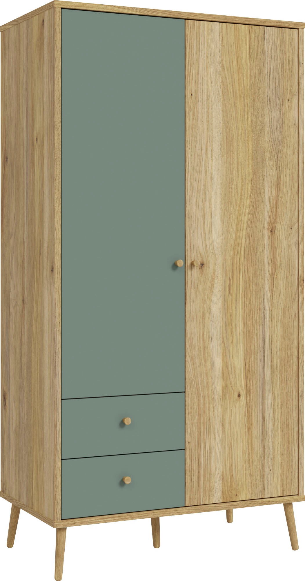 FORTE Kleiderschrank B/H/T ca. 94,5x185,6x52,2 cm, Salbei, Drehtürenschrank günstig online kaufen