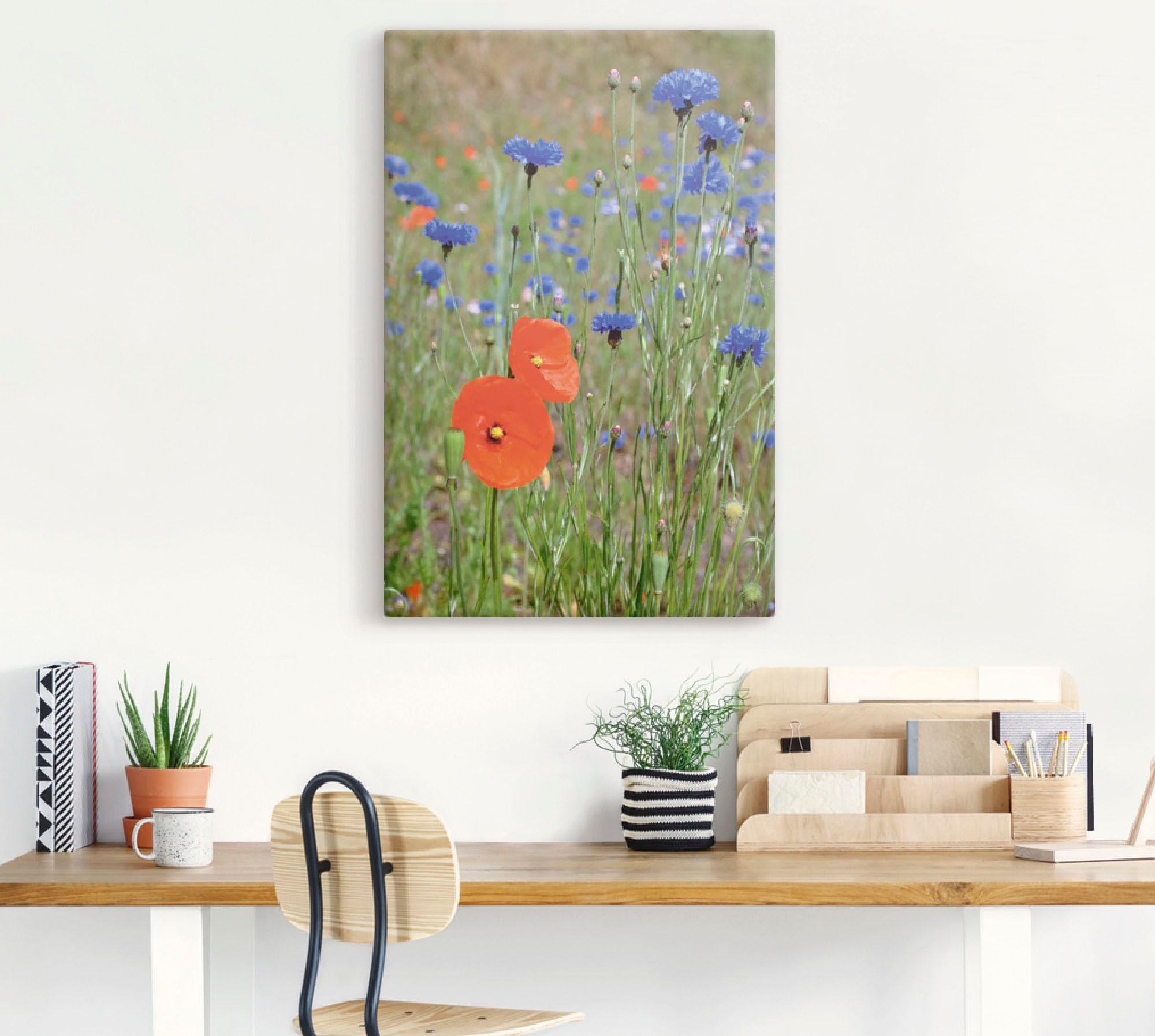 Artland Leinwandbild »Wiese mit Mohnblumen und Kornblumen«, Blumen, (1 St.), auf Keilrahmen gespannt