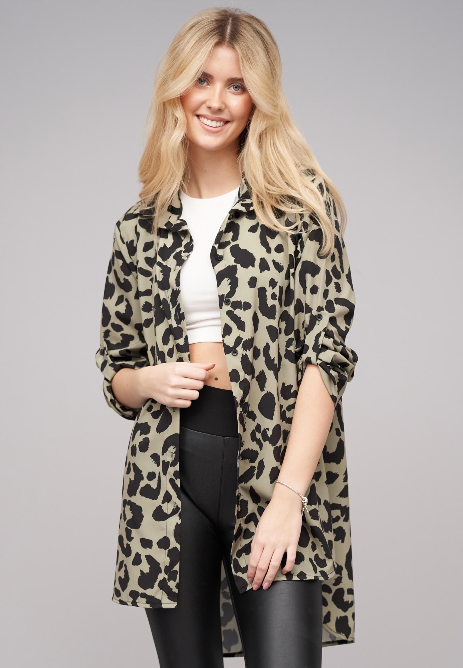 CLOUD 5IVE Klassische Bluse »CLOUD 5IVE Leo All Over Turn-Up Bluse«