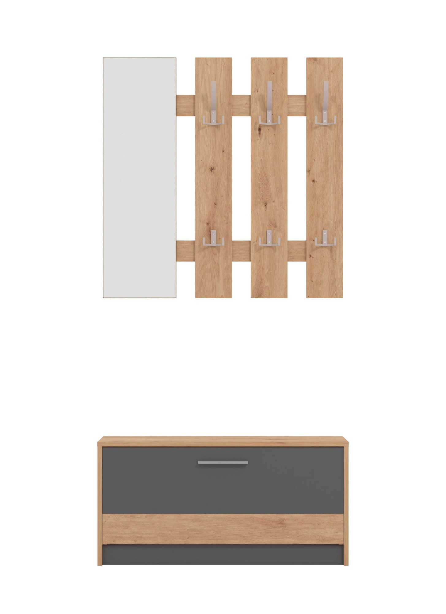 INOSIGN Garderoben-Set »Rimini, Set 2tlg«, (2 St.), bestehend aus Garderobenpaneel und Schuhschrank