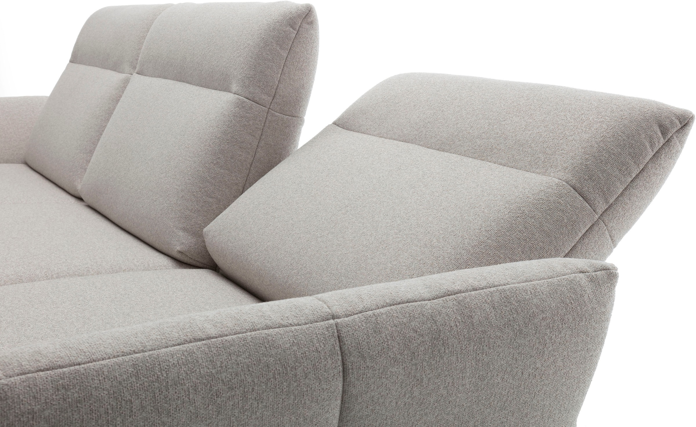 Creation BY ROLF BENZ Ecksofa »CR.460«, Sockel in Nussbaum, Winkelfüße in Umbragrau, Breite 338 cm