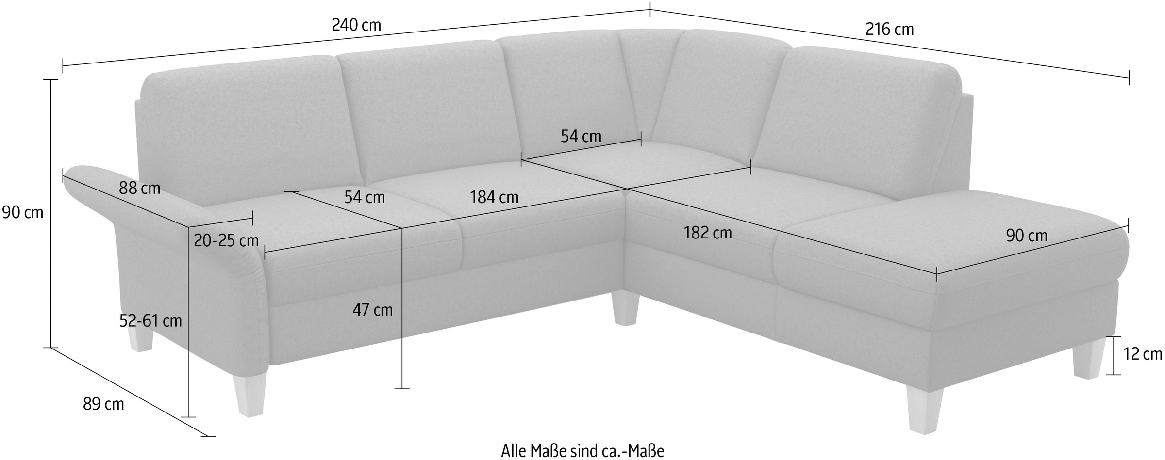 Home affaire Ecksofa »Rochelle«, wahlweise mit Armlverstellung, Klappbett mit Rollen & Bettkasten
