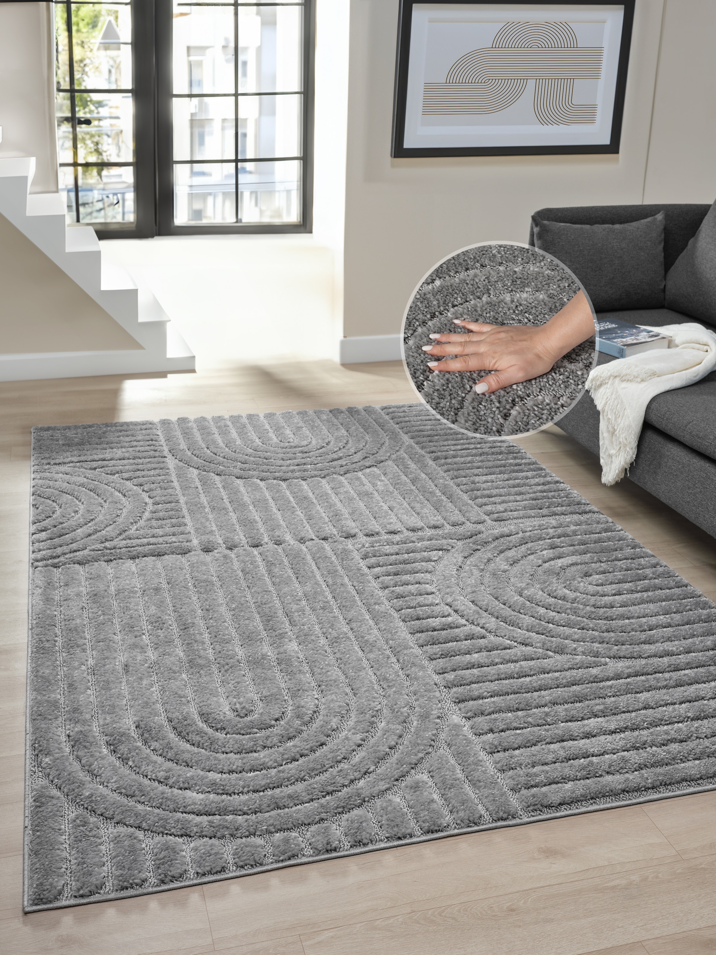 OTTO home Teppich »Jonne«, rechteckig, 20 mm Höhe, Boho Design, 3D Optik, S günstig online kaufen