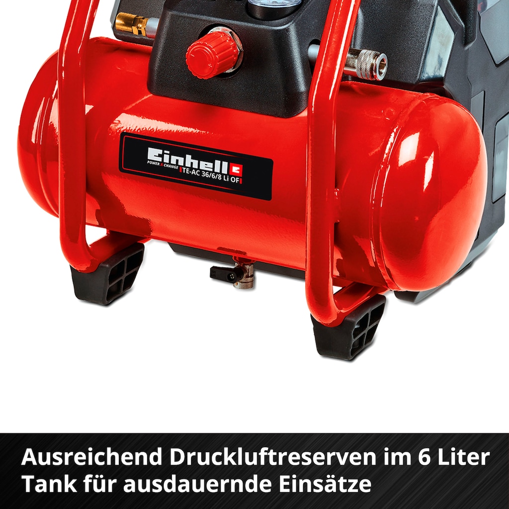 Einhell Kompressor »TE-AC 36/6/8 Li OF Set-Solo«, (5 tlg.)