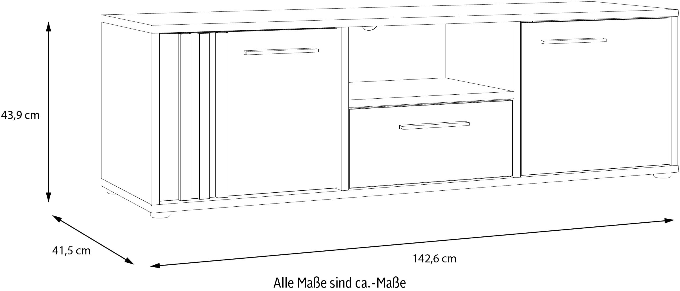 FORTE Lowboard »Cardigan TV-Board, TV-Schrank«, TV-Board, 2 farbig, Stauraum Kabelführung
