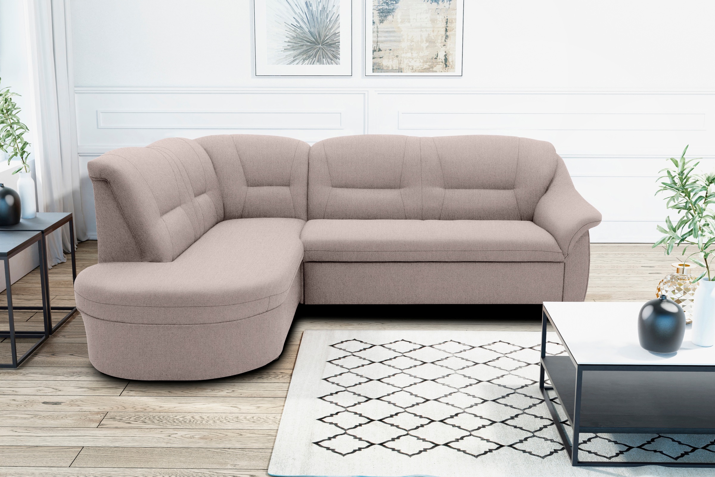 DOMO collection Ecksofa »Faenza für kleine Räume, Stellmaße 232,176cm, komf günstig online kaufen