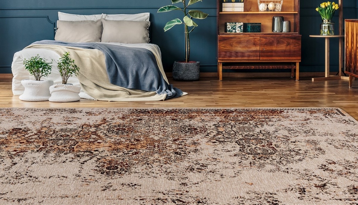 Padiro Teppich »Charme 725«, rechteckig, 5 mm Höhe, Chenille Flachgewebe im günstig online kaufen