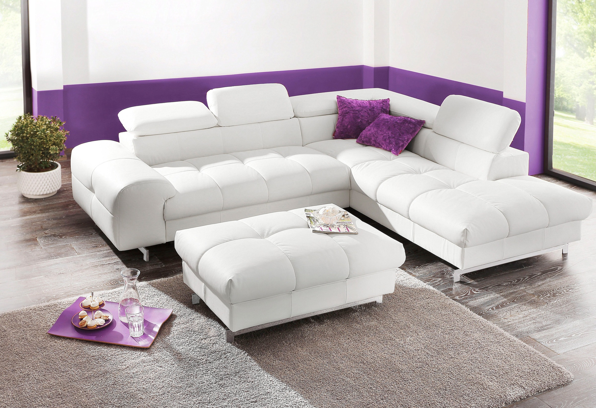 COTTA Ecksofa »Chef L-Form«, mit Kopfteilverstellung, edle Metallkufen, wah günstig online kaufen