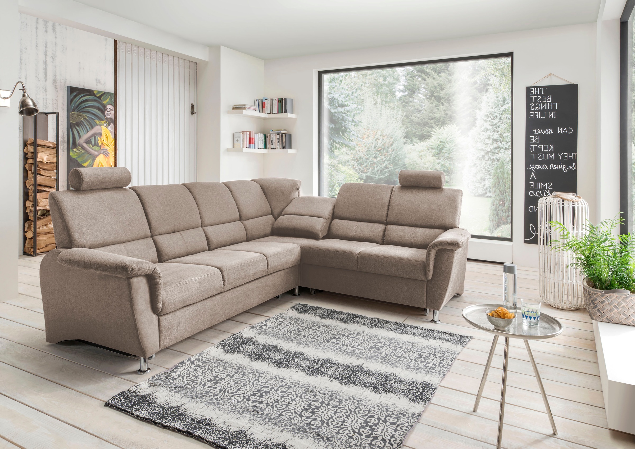 Home affaire Ecksofa »Pisa L-Form, mit Schlaffunktion, Stauraum, 2x höhenve günstig online kaufen