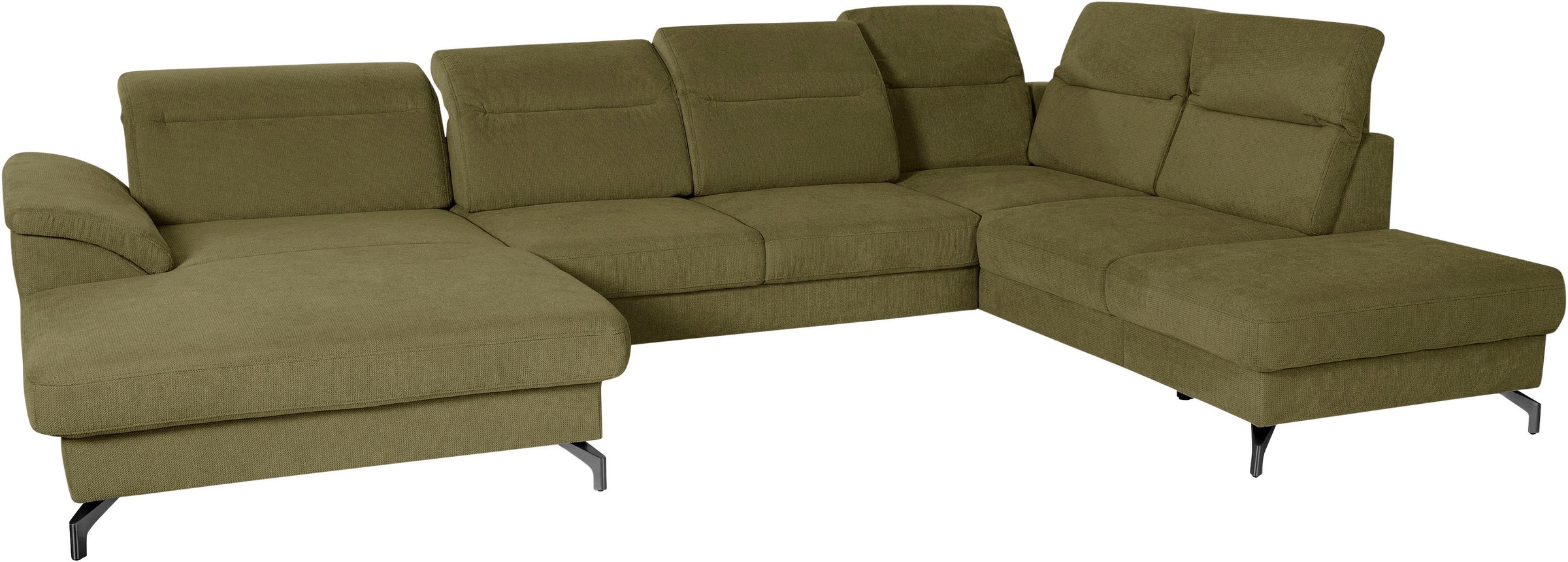 sit&more Wohnlandschaft »Percy U-Form«, 12 cm Fußhöhe, Sitztiefenverstellung, wahlweise in 2 Fußfarben