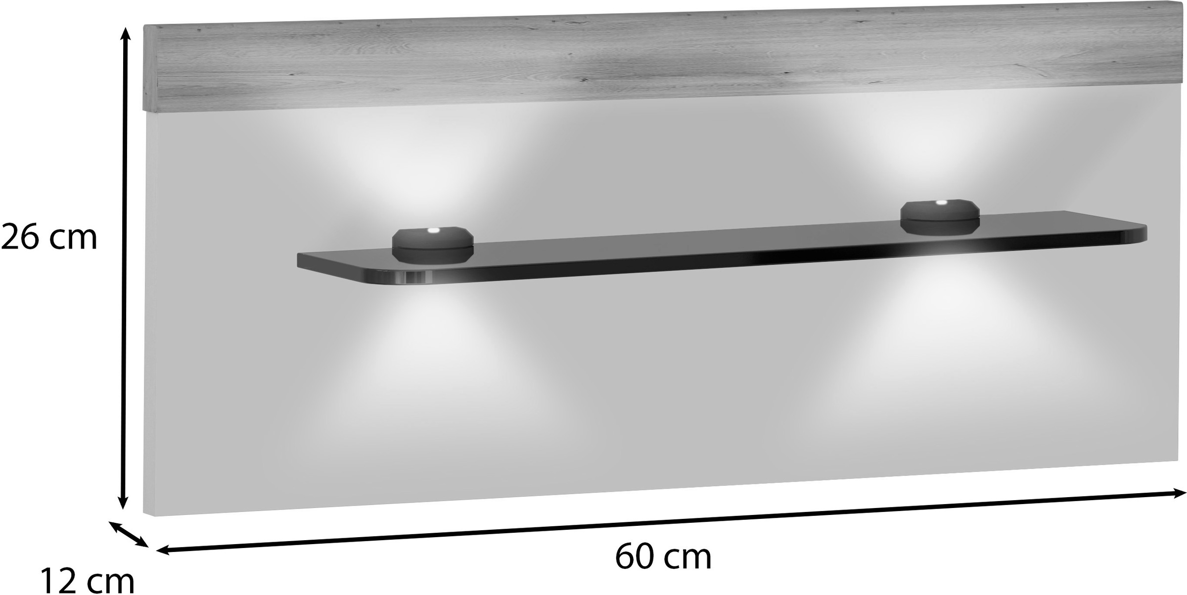 WIEMANN Aufsatzpaneel »Asti« mit beleuchteter Glasauflage (2er-Set)