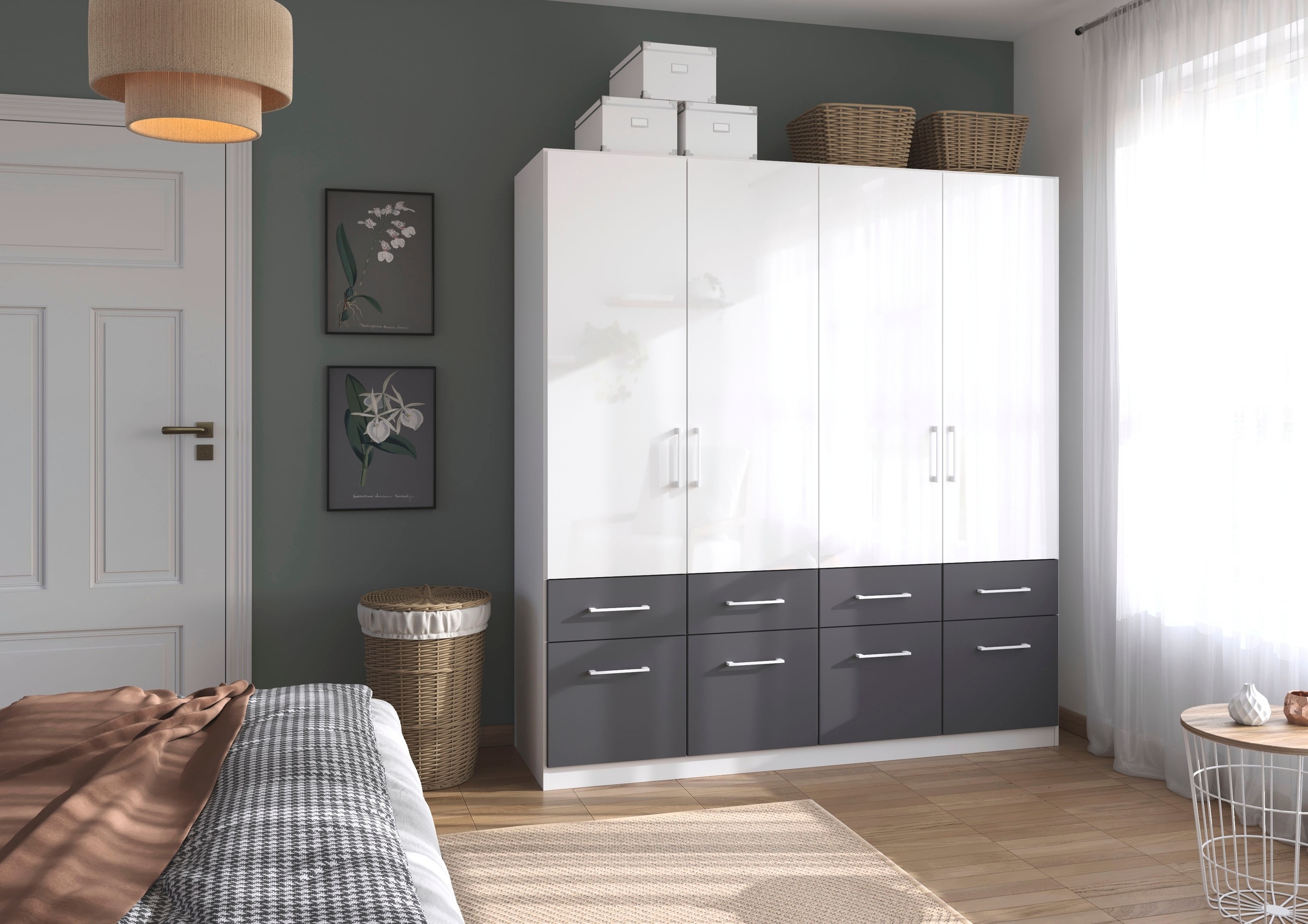 rauch Drehtürenschrank »Kleiderschrank Schrank Garderobe Schlafzimmerschrank CELLE«, in 4 Breiten und 2 Höhen, optional mit Schubkästen MADE IN GERMANY