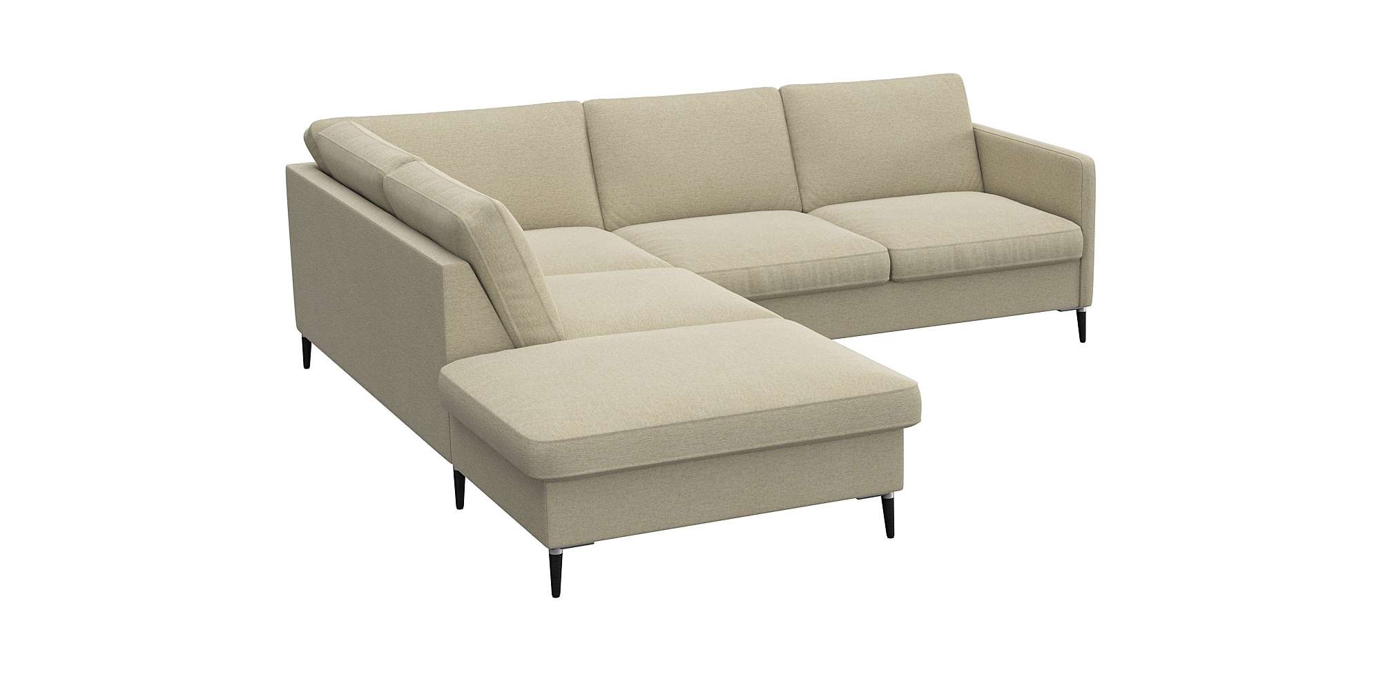 FLEXLUX Ecksofa »Fiore, L-Form«, schmale Armlehnen, Füße Alu/schwarz, B/T 2 günstig online kaufen
