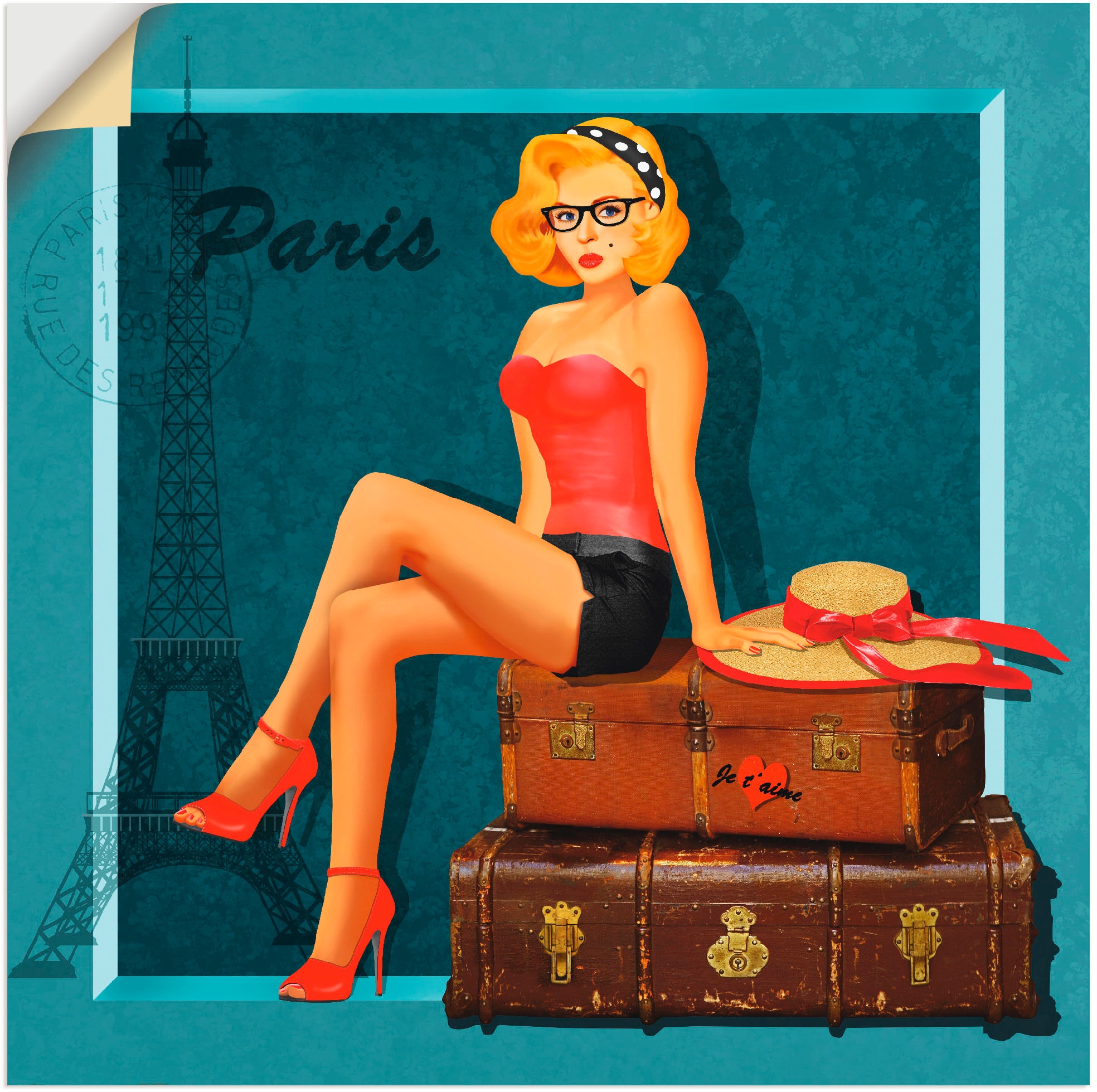 Artland Wandbild »Reise nach Paris«, Frau, (1 St.), als Leinwandbild,  Wandaufkleber oder Poster in versch. Größen online bestellen