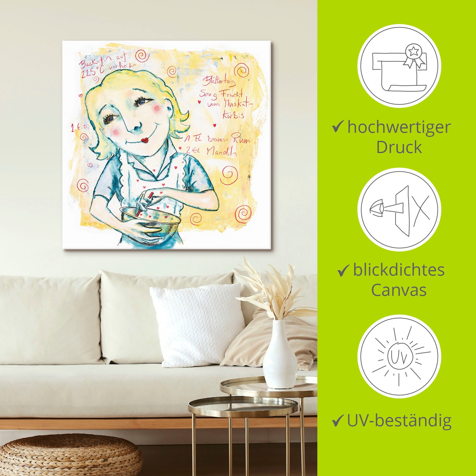Artland Leinwandbild »Rezept II«, Humor, (1 St.), auf Keilrahmen gespannt