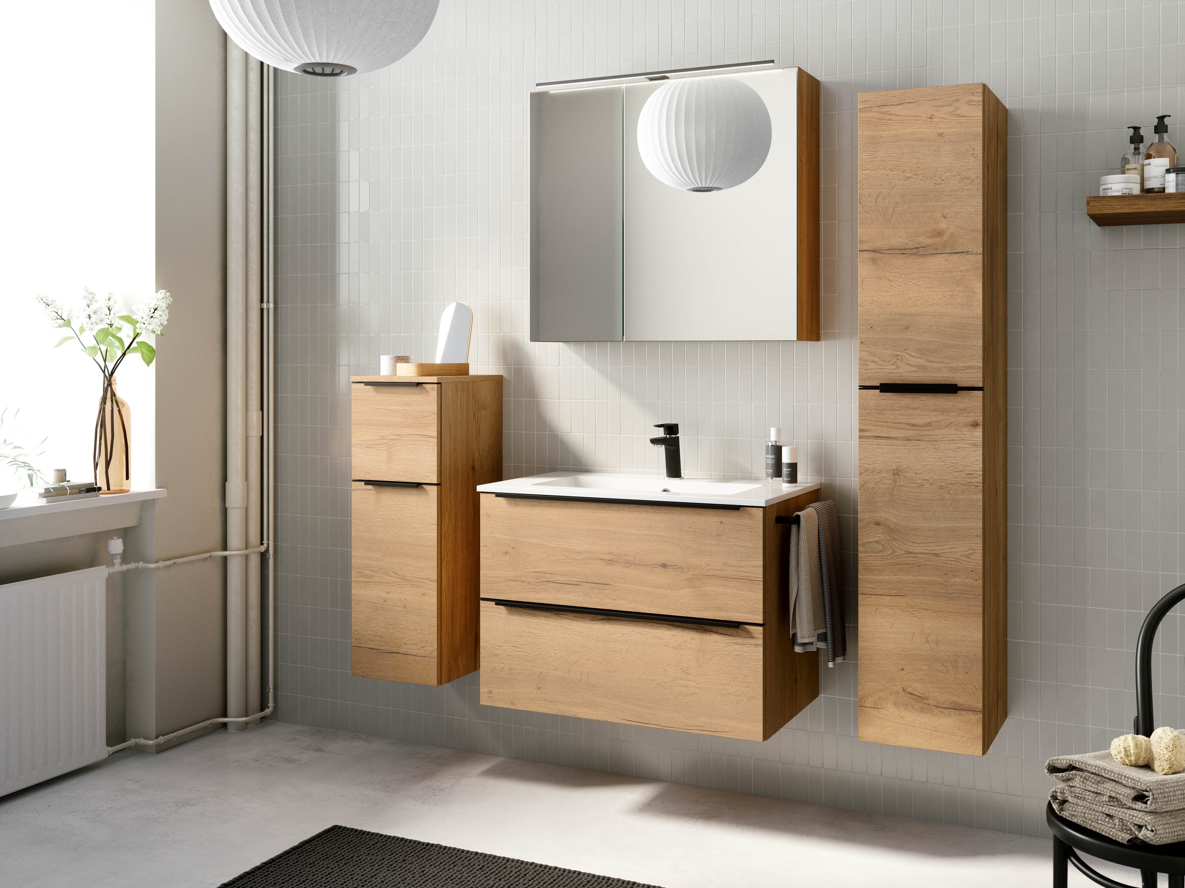 nobilia® Spiegelschrank »Prina«, (inkl. Beleuchtung mit Dimmerfunktion), in Breiten 60, 80, 100 und 120 cm, innenliegende Steckdose