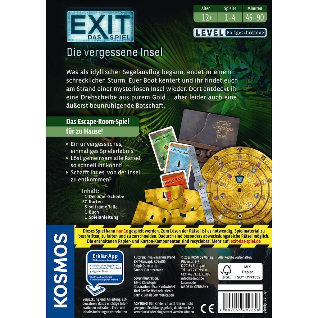 Kosmos Spiel »EXIT, Das Spiel, Die vergessene Insel«