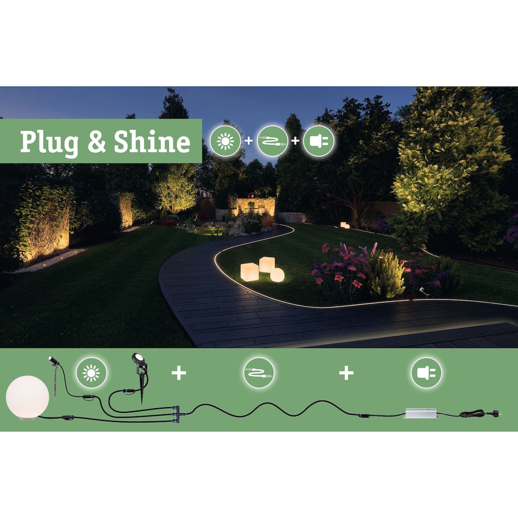 Paulmann LED Gartenleuchte »Plug&Shine«, 1 flammig-flammig, LED-Modul, 3000K 24V IP44 40*20cm