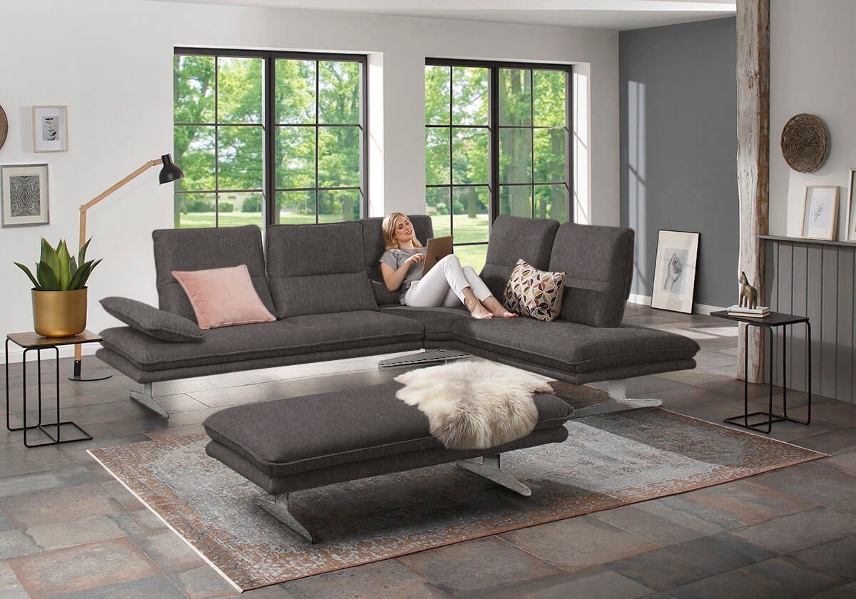 W.SCHILLIG Ecksofa »broadway, Designsofa, mit tollem Sitzkomfort, L-Form«, Sitztiefenverstellung, Kopfteil- & Seitenteilverstellung, Breite 284cm