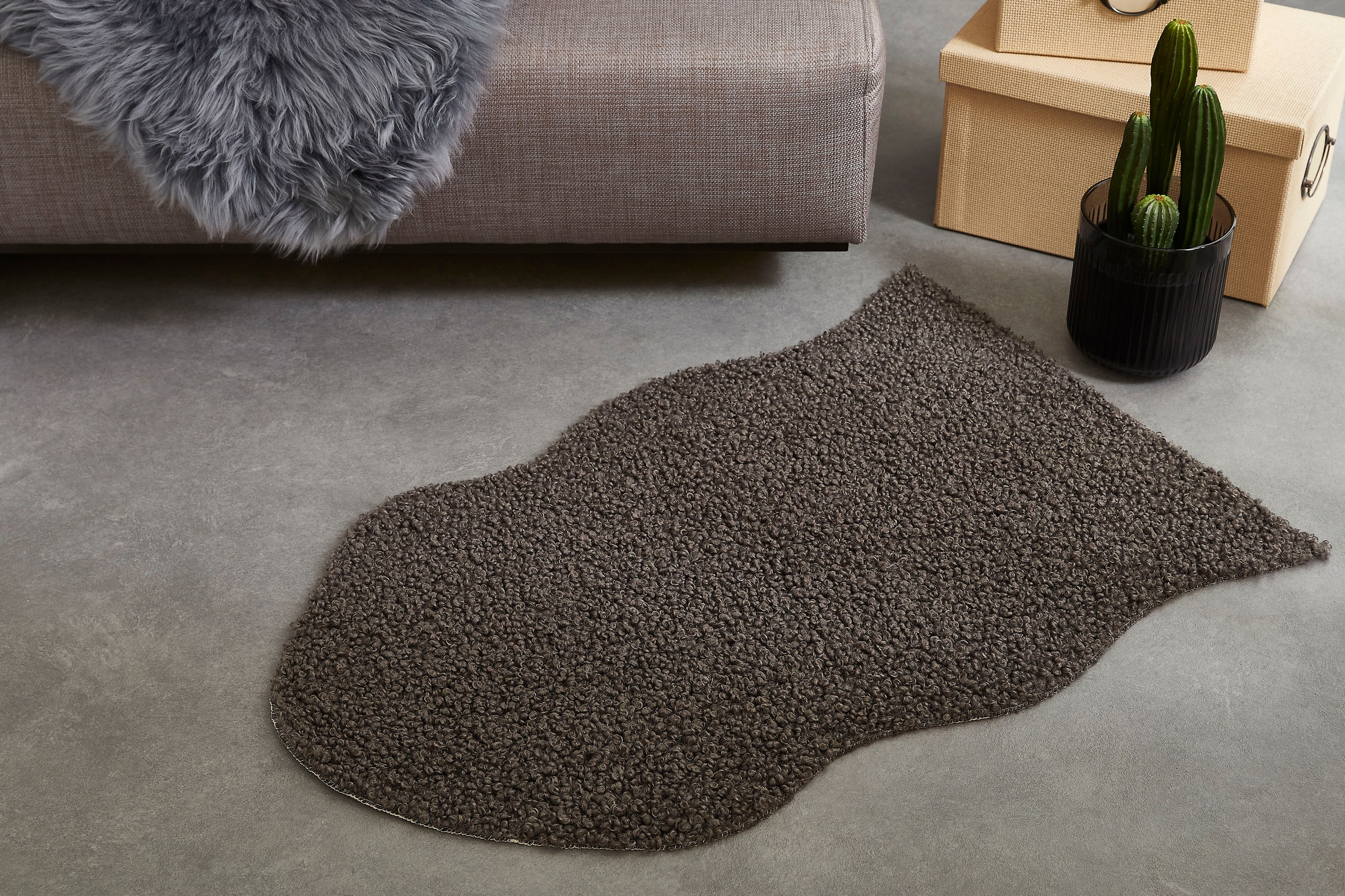 my home Fellteppich »Lapua«, fellförmig, 25 mm Höhe, Uni Farben, weich & fl günstig online kaufen