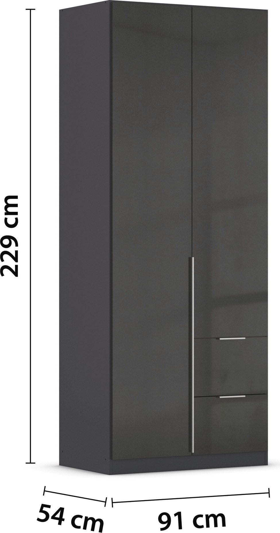 rauch Drehtürenschrank »Kleiderschrank Schrank Garderobe AGORDO mit Dekor- oder Hochglanzfront«, (in zwei Griff-Farben, Breiten 91-360 cm), mit Außenschubkästen, in 7 Breiten und 2 Höhen MADE IN GERMANY