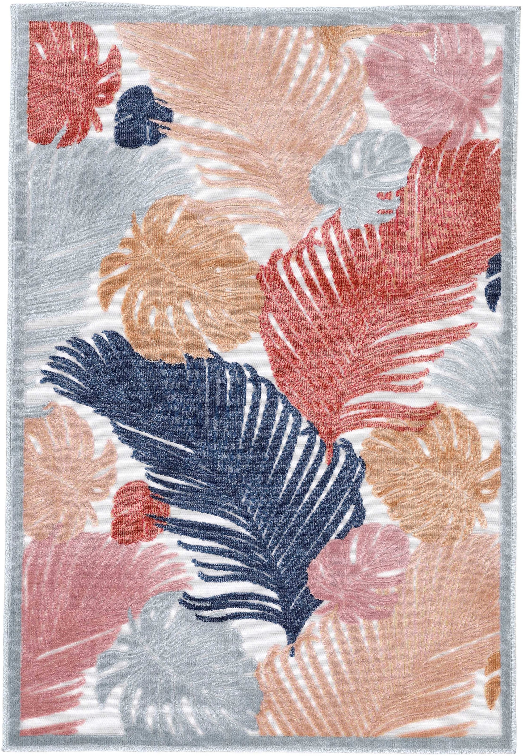 bestellen carpetfine Floral 104«, robustes »Deja Palmenblätter, und Teppich schnell Effekt Hoch-Tief Flachgewebe, bequem Motiv- rechteckig,