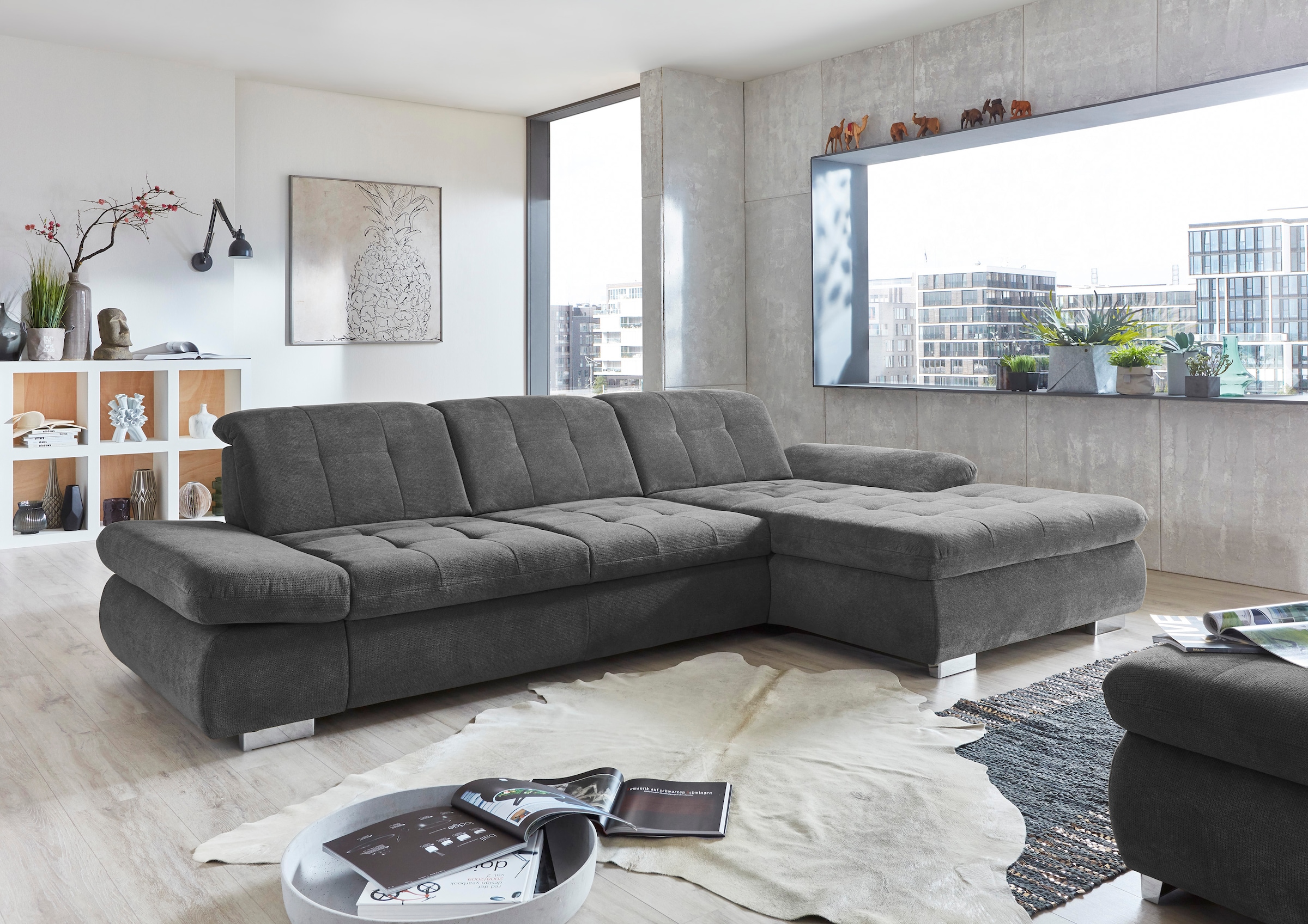 Die PlanBar Ecksofa »MP-IN17004 L-Form«, wahlweise mit Bettfunktion, Sitztiefen- und Kopfteilverstellung
