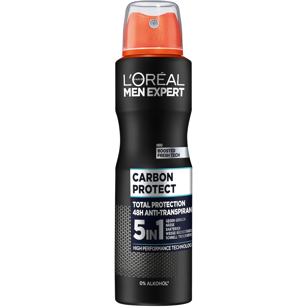 L'ORÉAL PARIS MEN EXPERT Deo-Spray »Deo Spray Carbon Protect 5-in-1«, (Packung, 6 tlg.)