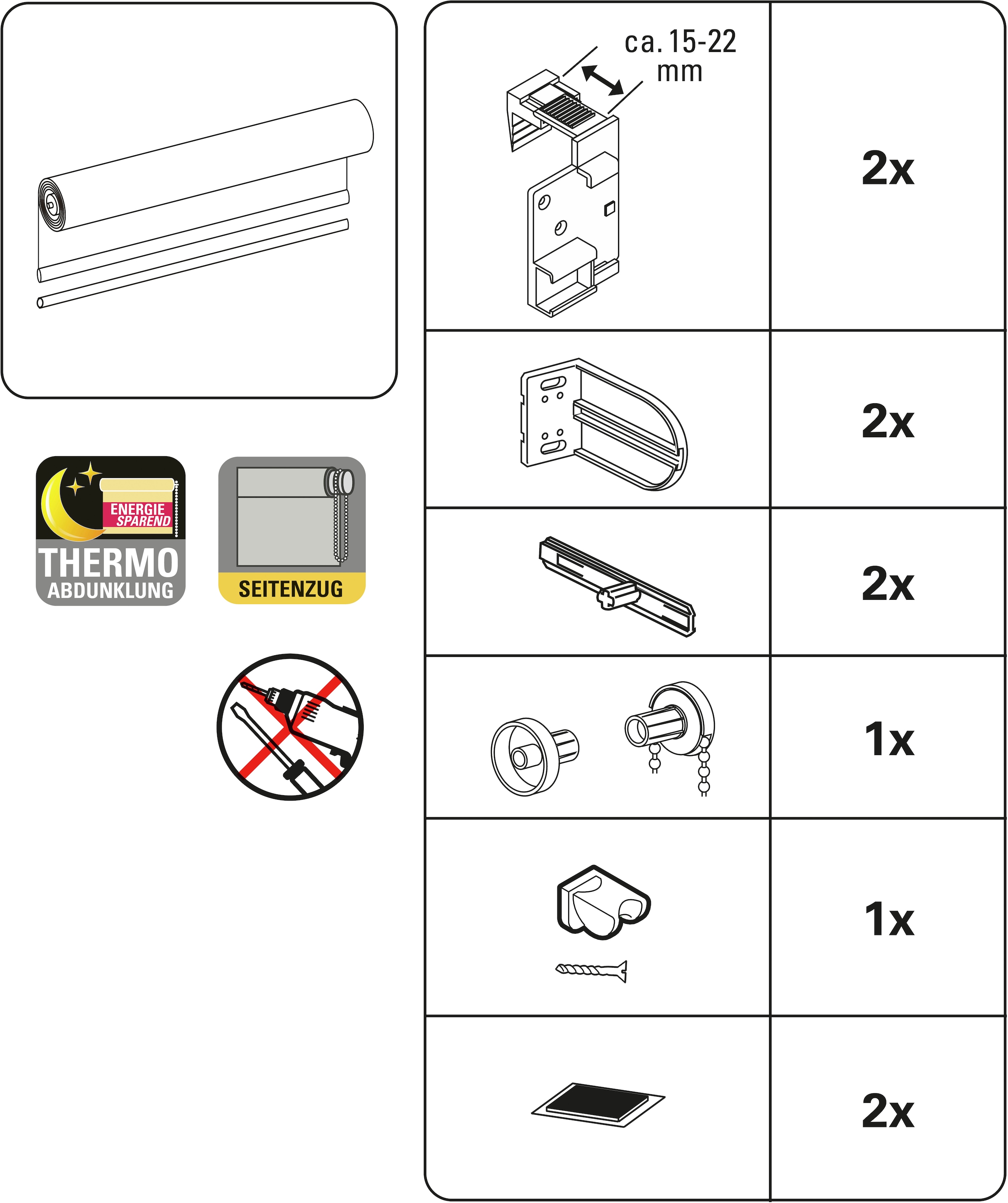 GARDINIA Seitenzugrollo »EASYFIX Rollo Thermo ENERGIESPAREND«, verdunkelnd, energiesparend-Sichtschutz, mit Bohren/ohne Bohren, freihängend, abdunkelnd mit Thermobeschichtung