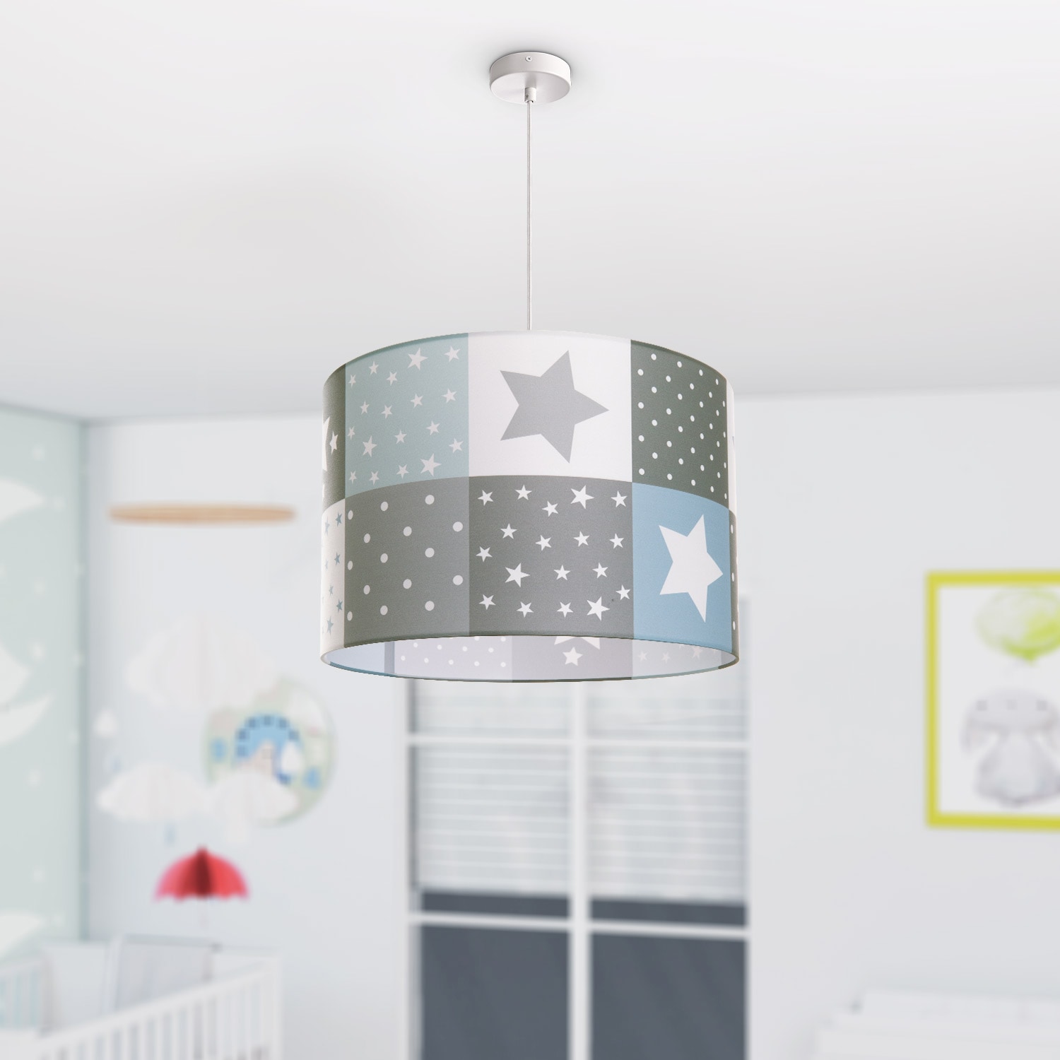 Paco Home Pendelleuchte »Cosmo 345«, 1 flammig, Leuchtmittel E27 | ohne Leuchtmittel, Kinderlampe Deckenlampe LED Kinderzimmer Lampe Sternen Motiv E27