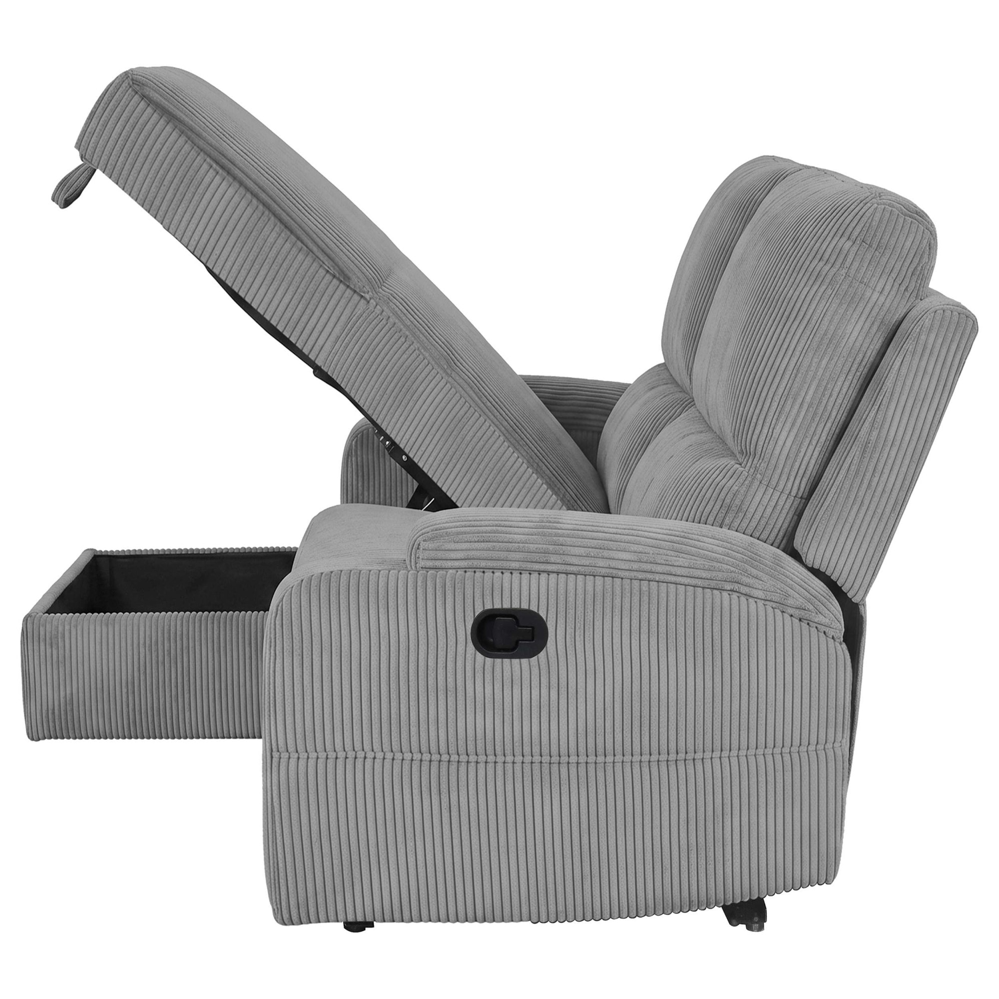 OTTO home Ecksofa »NAPORI Cord, L-Form, 210cm, man./elektr. Relaxfunktion« USB-A bei elektr. Variante, Staukasten, Seitentaschen u. Federkern