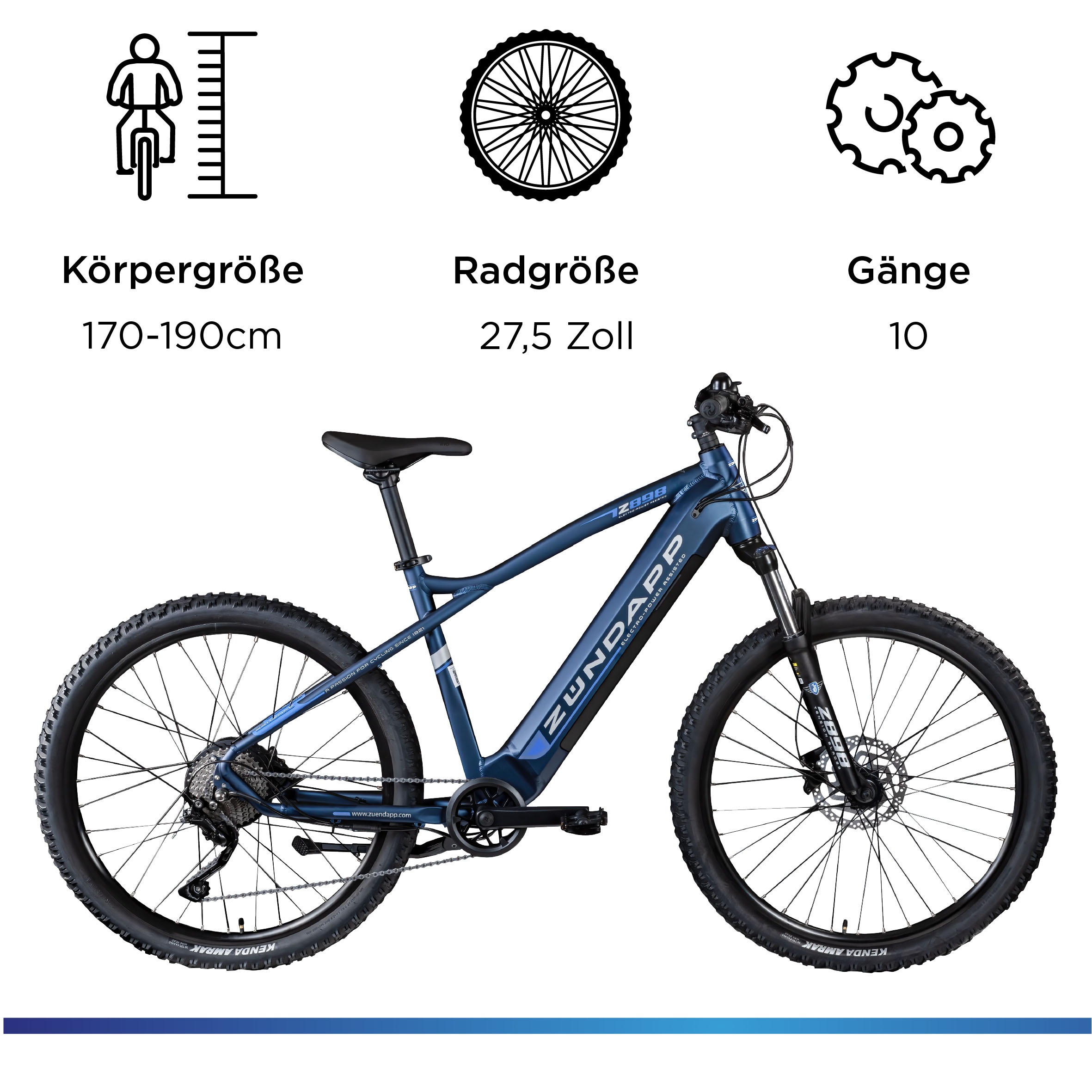 Zündapp E-Bike »Z898«, 24 Gang, Heckmotor 250 W, E-Bike E Mountainbike 27,5 Zoll Pedelec 170 - 190 cm Hardtail MTB