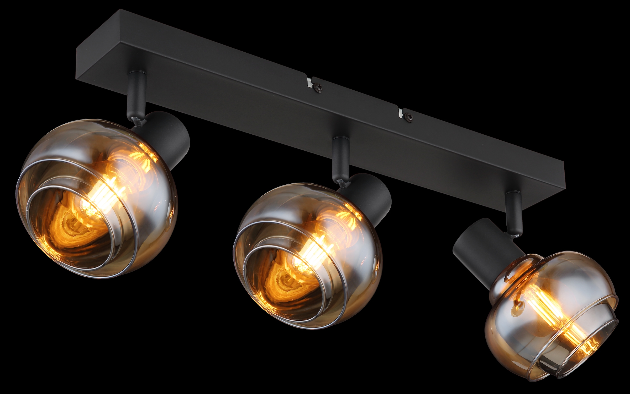 GLOBO LIGHTING Deckenstrahler »TOKKI«, Leuchtmittel E14 | ohne Leuchtmittel, Deckenspot/schwarz/Glas amber/Glas rauchfarben/Flur/Wohnzimmer