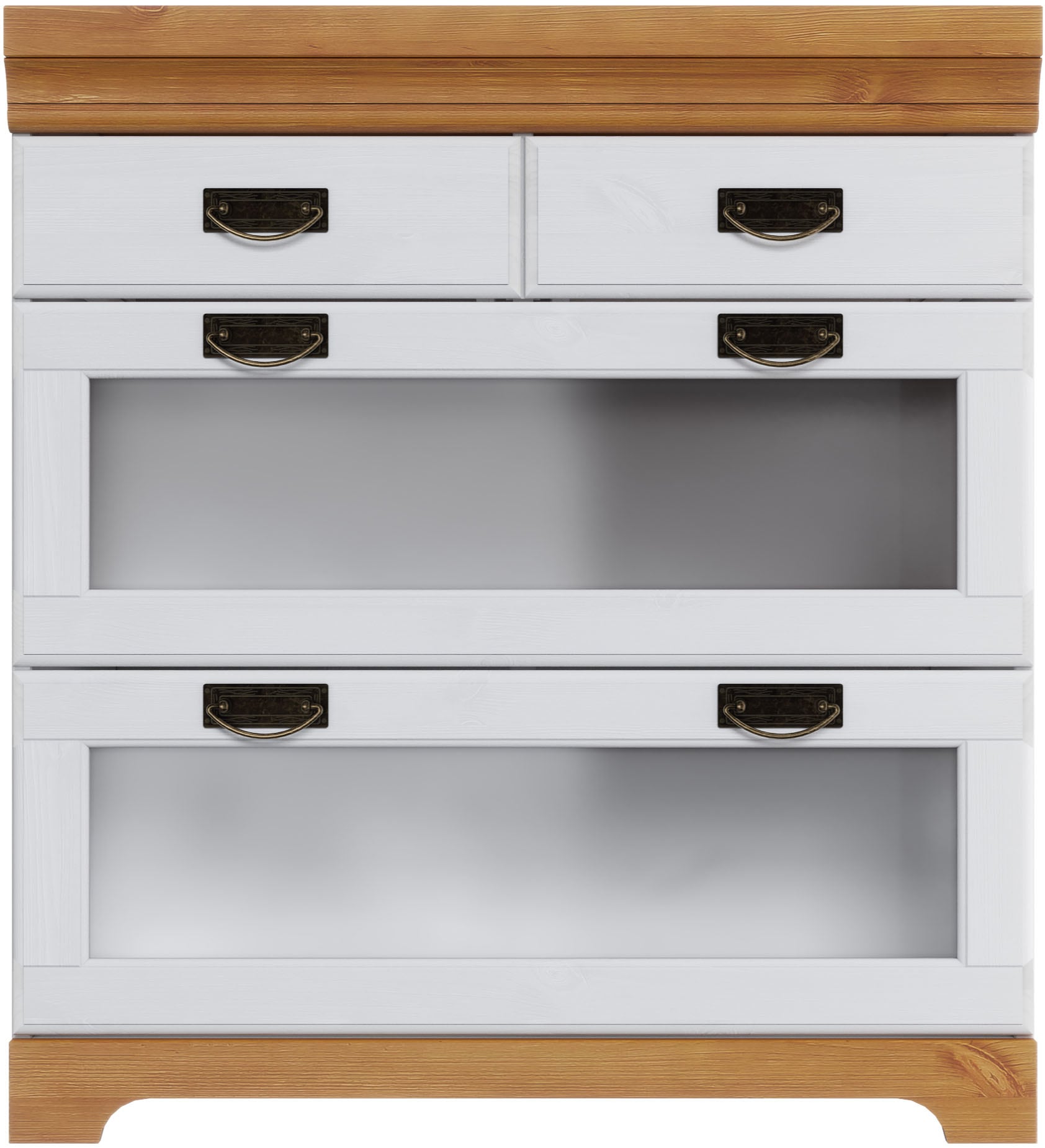 Home affaire Unterschrank »Rügen«, Breite 80 cm, Kiefer massiv, Schubkästen mit Glaseinsatz