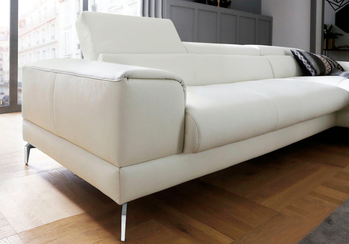 W.SCHILLIG Ecksofa »piedroo, Designsofa mit tollem Sitzkomfort, elegant und bequem, L-Form«, Kopfteilverstellung, wahlweise mit Sitztiefenverstellung, Breite 343cm
