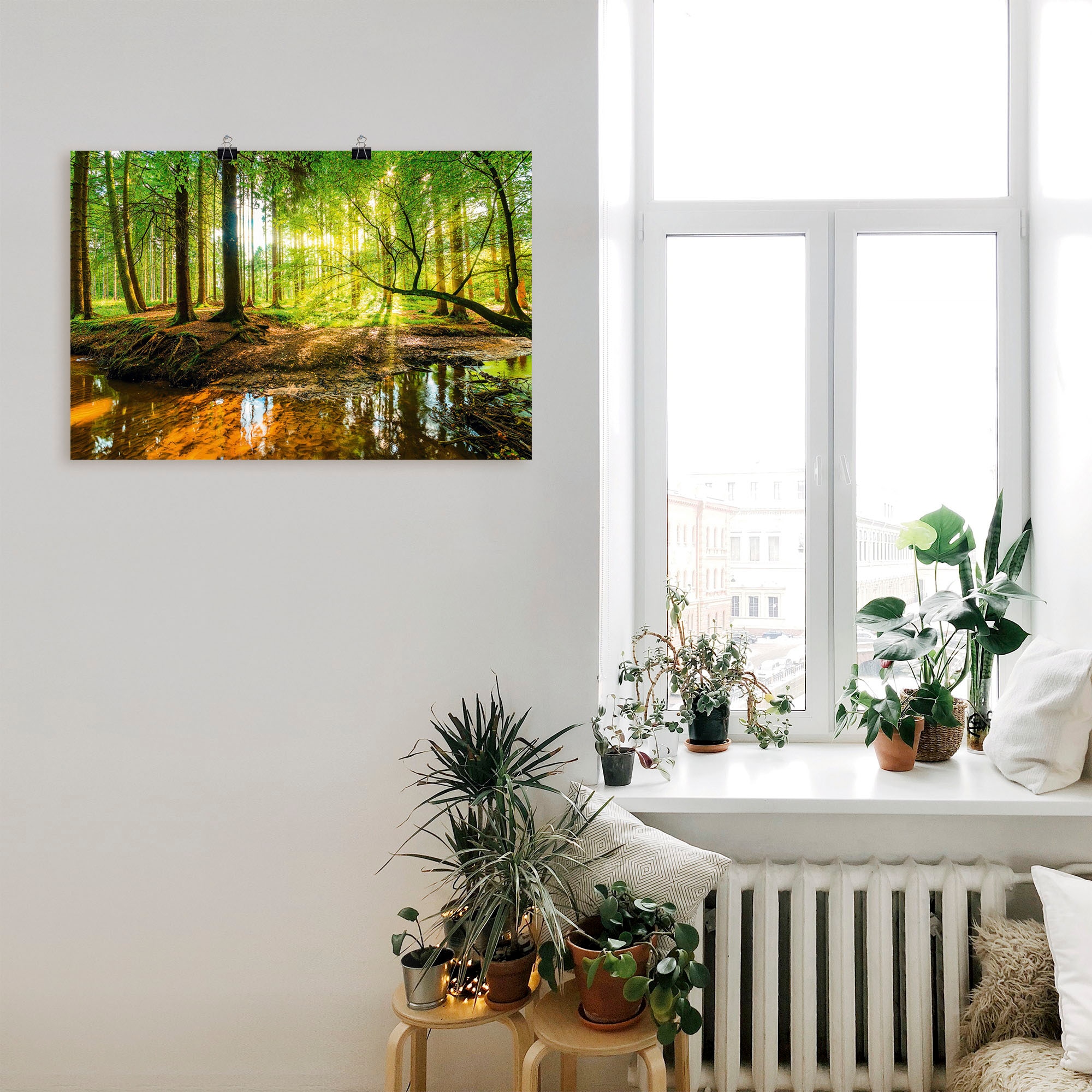 Artland Wandbild »Wald mit Bach«, Wald, (1 St.), als Alubild, Outdoorbild, Leinwandbild, Poster, Wandaufkleber