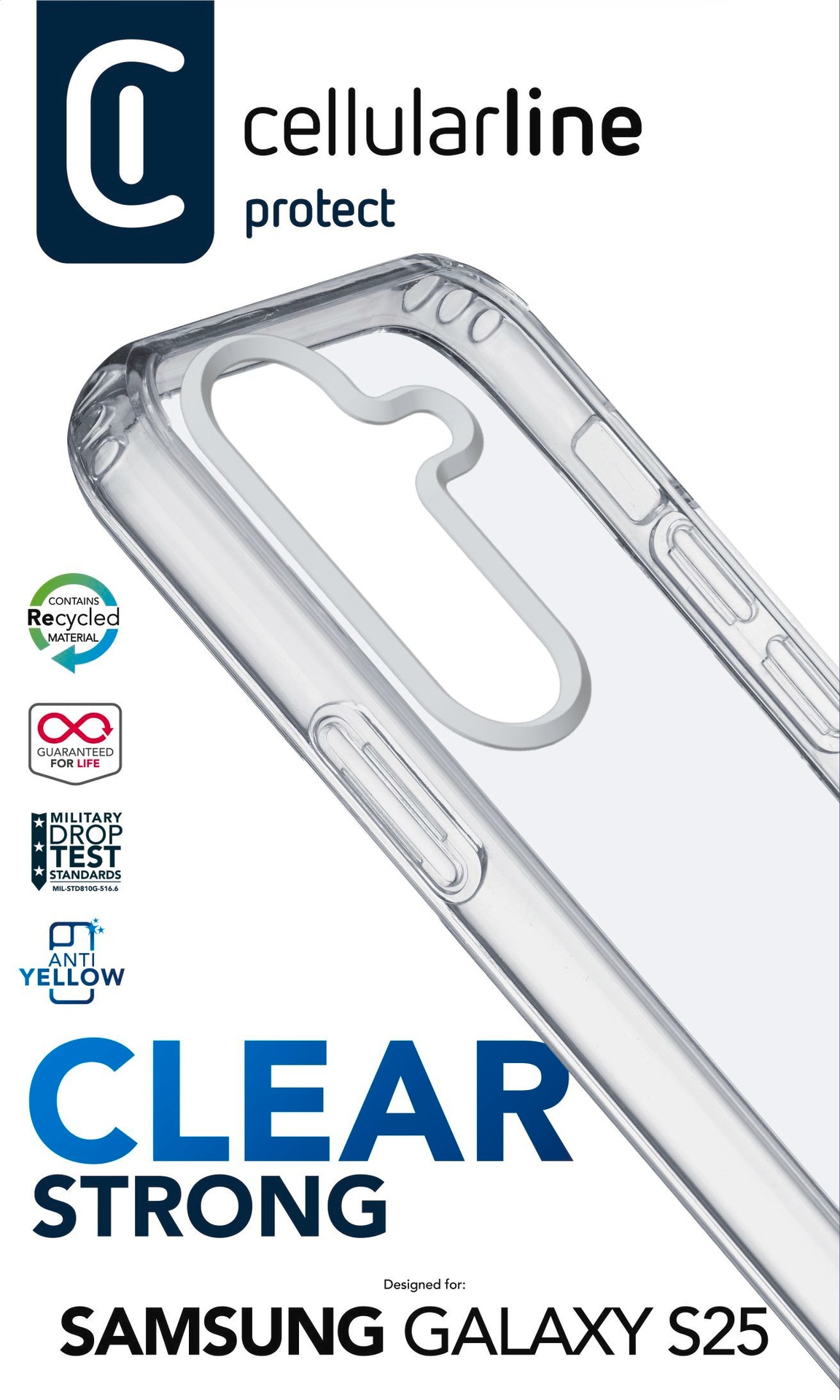 Cellularline Handyhülle »Clear Strong Case für Samsung Galaxy S25«, Backcover, Schutzhülle, Handyschutzhülle, Case, Schutzcase, stoßfest