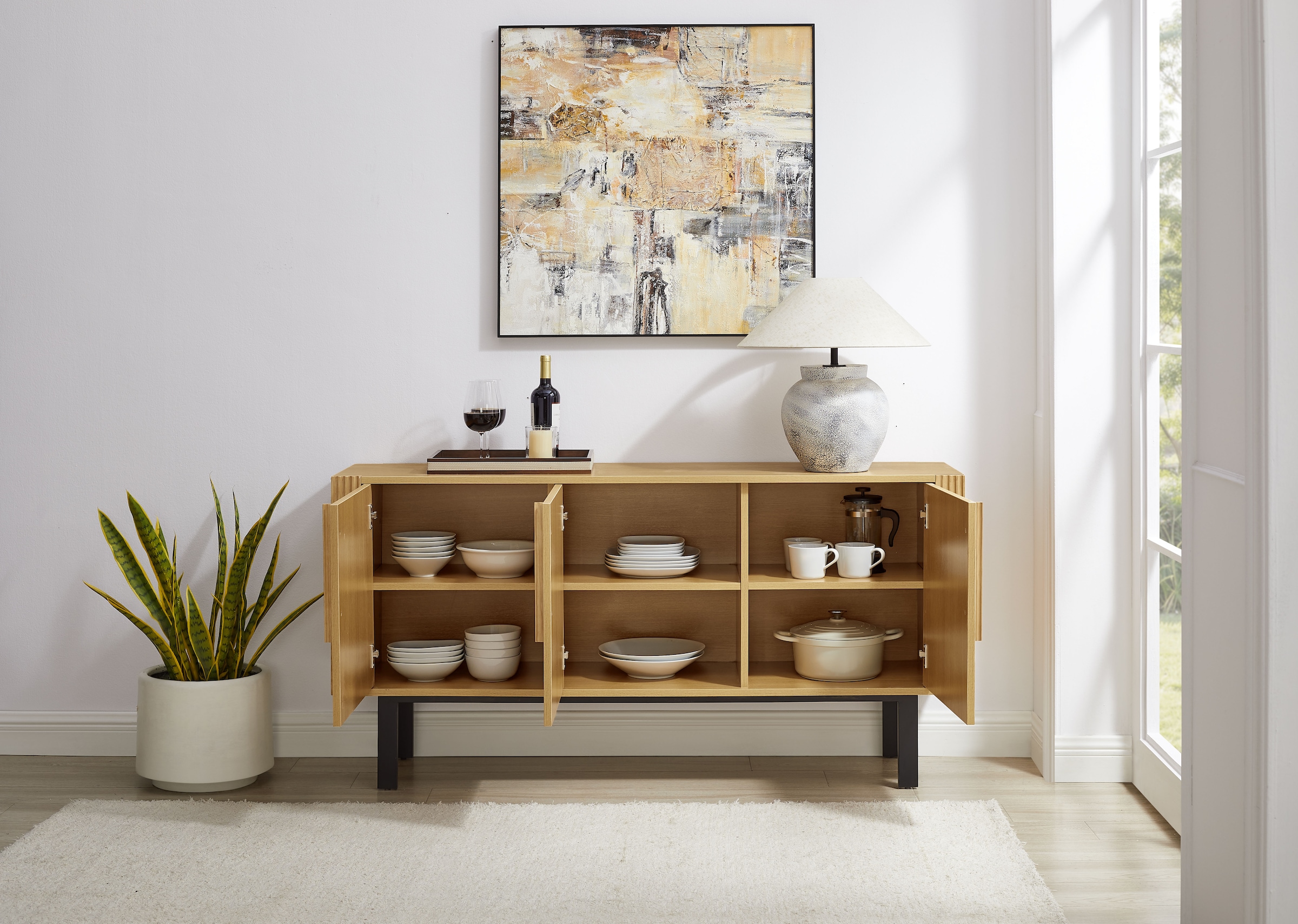 OTTO home Sideboard »Stiven« Eukalyptus und Esche, kombiniert mit Melamin, MDF und ABS-Kunststoff
