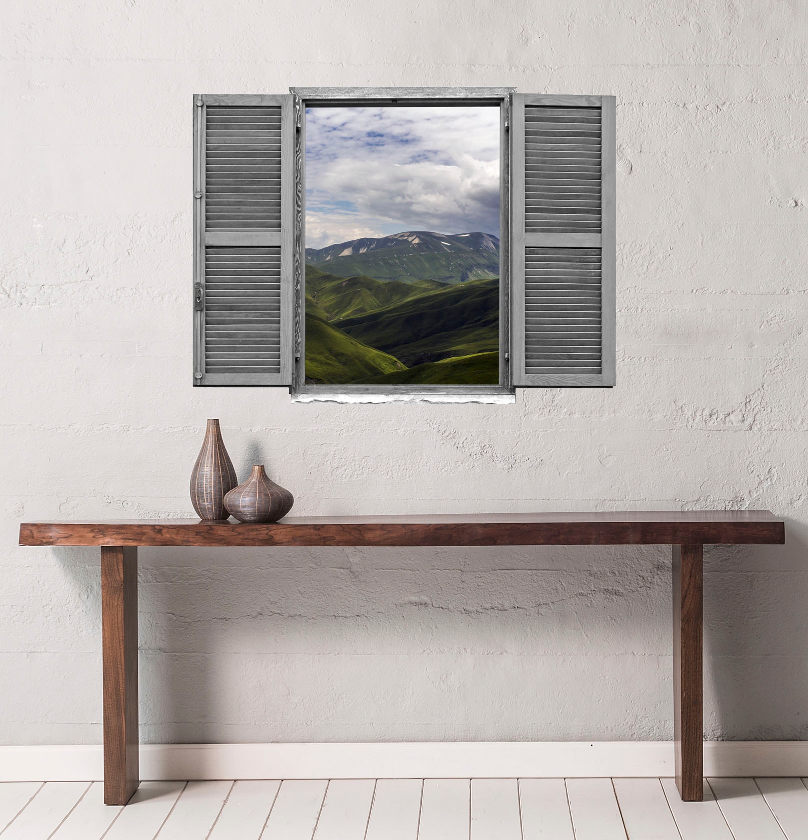 queence Wandtattoo »Landschaft«, (1 St.), Wandsticker, Wandbild, selbstklebend, 3D, Fenster