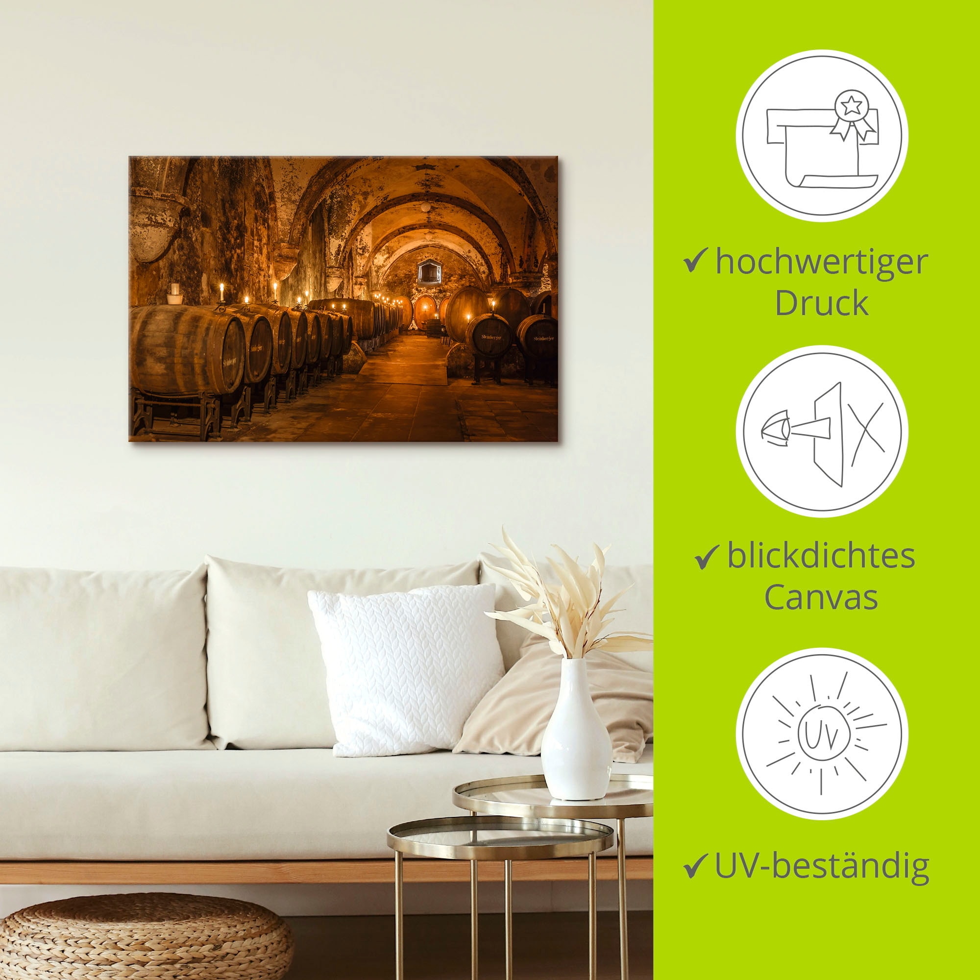 Artland Wandbild »Historischer Weinkeller Eberbach«, Wein Bilder, (1 St.), als Alubild, Outdoorbild, Leinwandbild, Poster in verschied. Größen