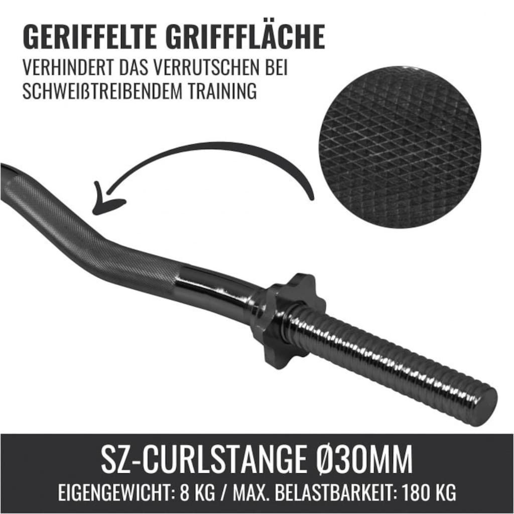 GORILLA SPORTS Curlstange »SZ-Curlstange schwarz 120 cm«, Chrom, 120 cm, (1 x Curlstange (100068-00019-0062) schwarz
2 x Sternverschlüsse)