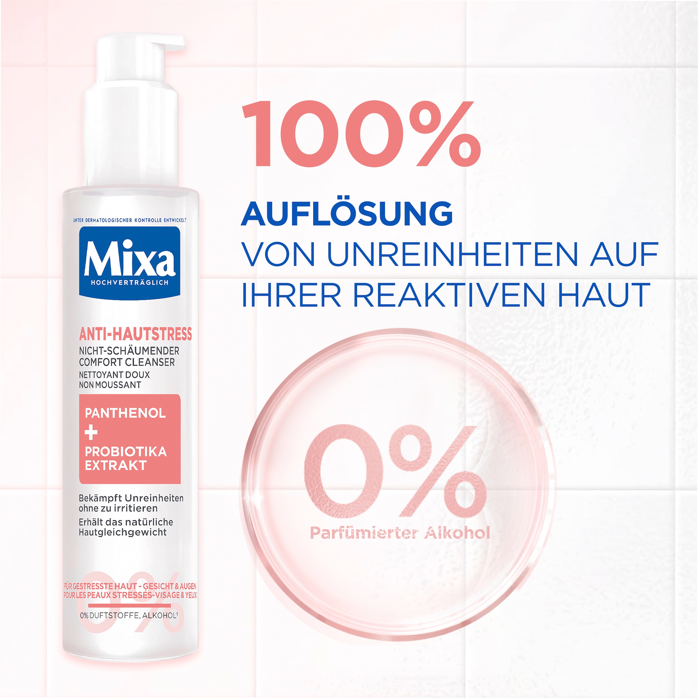 Mixa Gesichtsreinigungsgel »MIXA ANTI-HAUTSTRESS CLEANSER« bekämpft Unreinheiten ohne zu irritieren