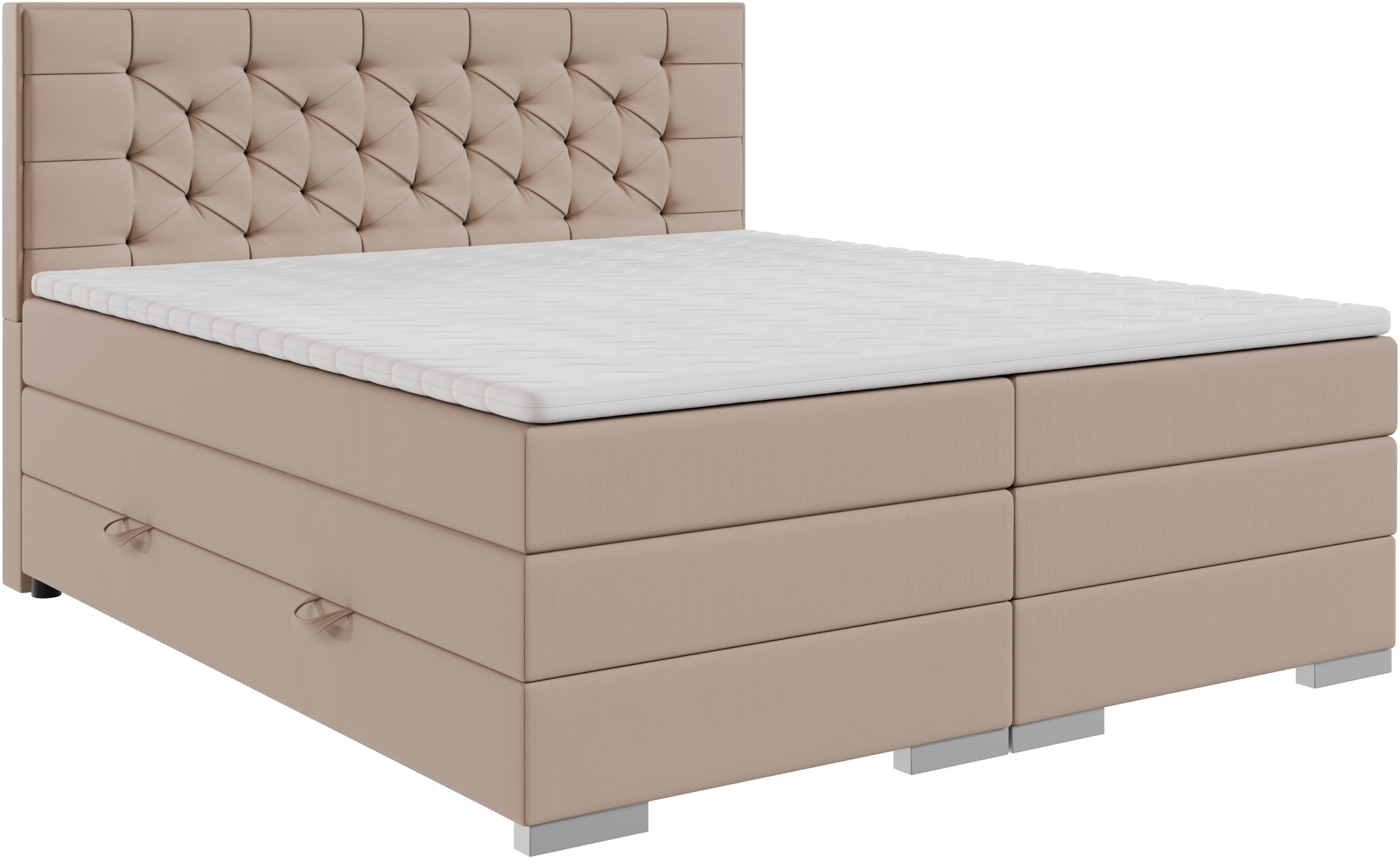 FORTE Boxspringbett »Lanciano inkl. zwei Bettkästen und Kaltschaum Topper« 7-Zonen-Taschenfederkernmatratze mit zwei Härtegraden (H2/H3),  erhältlich in den Breiten 140cm, 160cm & 180cm