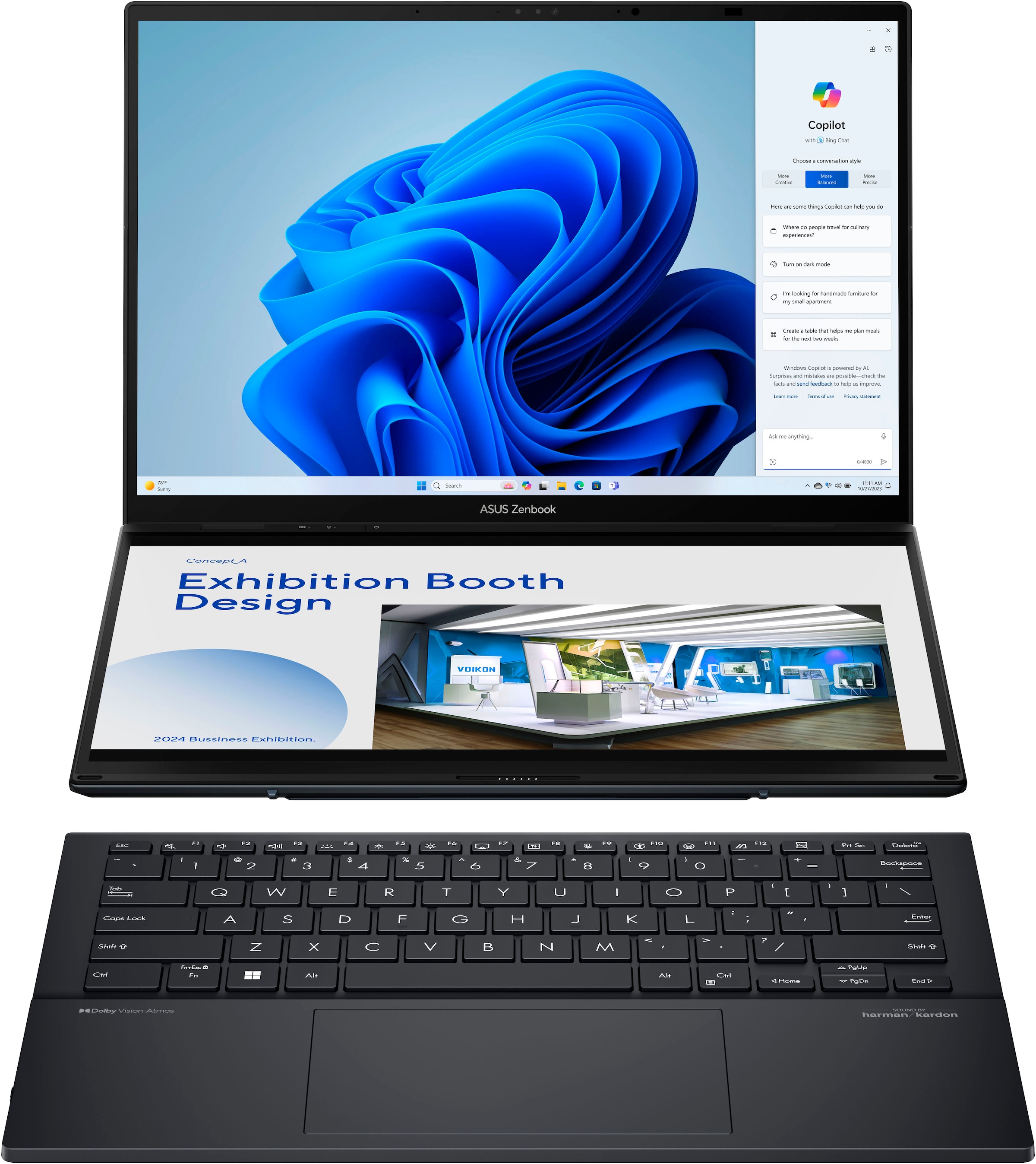 Asus Notebook »Zenbook Duo OLED UX8406MA-QL308X«, 35,6 cm, / 14 Zoll, Intel, Core Ultra 9, ARC, 2000 GB SSD, dual-screen