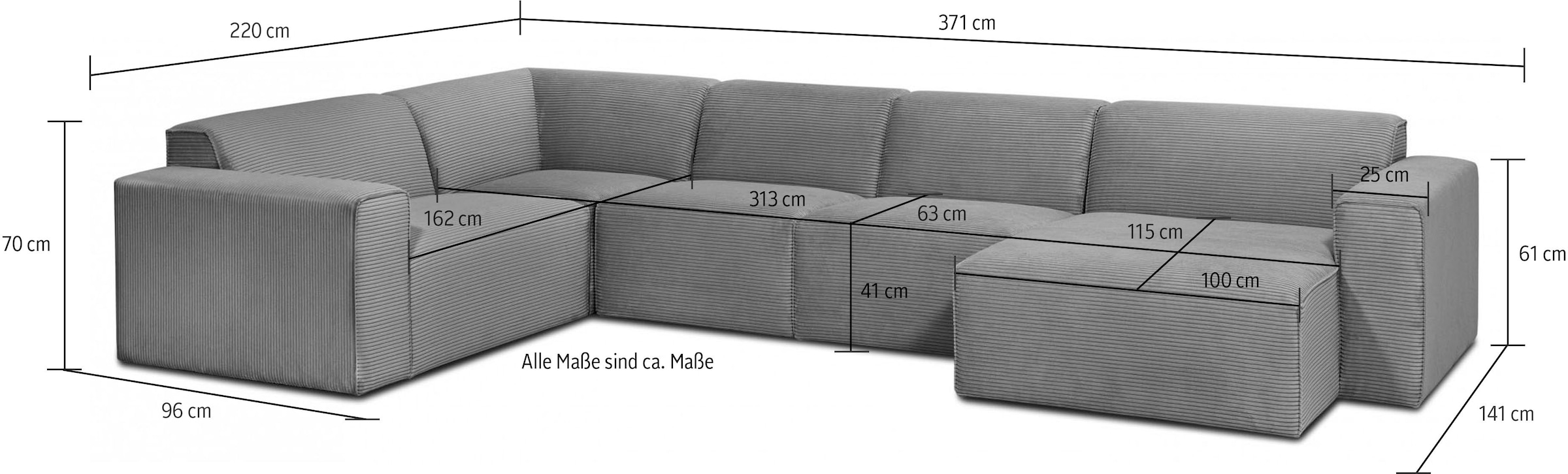 INOSIGN Wohnlandschaft »Clayton«, in einem trendigen Cord-Bezug, verschiedene Kombinationen verfügbar