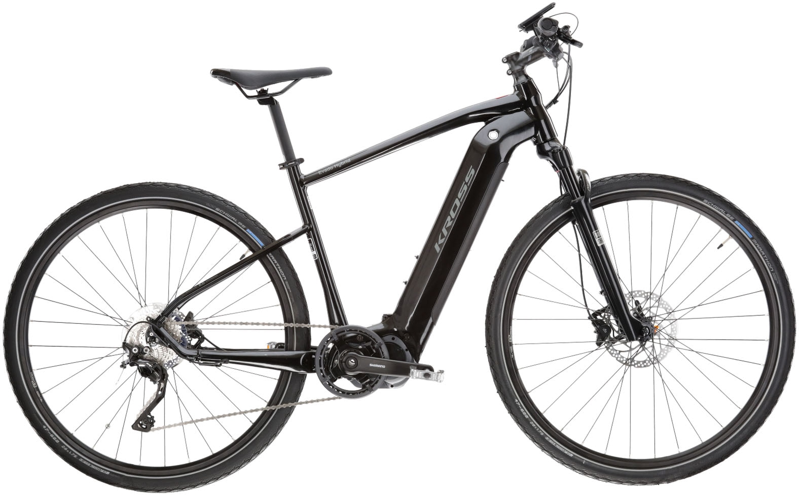 Kross E-Bike »E-Crossrad Evado Hybrid 6.0 28 Zoll schwarz«, 10 Gang, Shimano, DEORE XT T8000, Mittelmotor 250 W