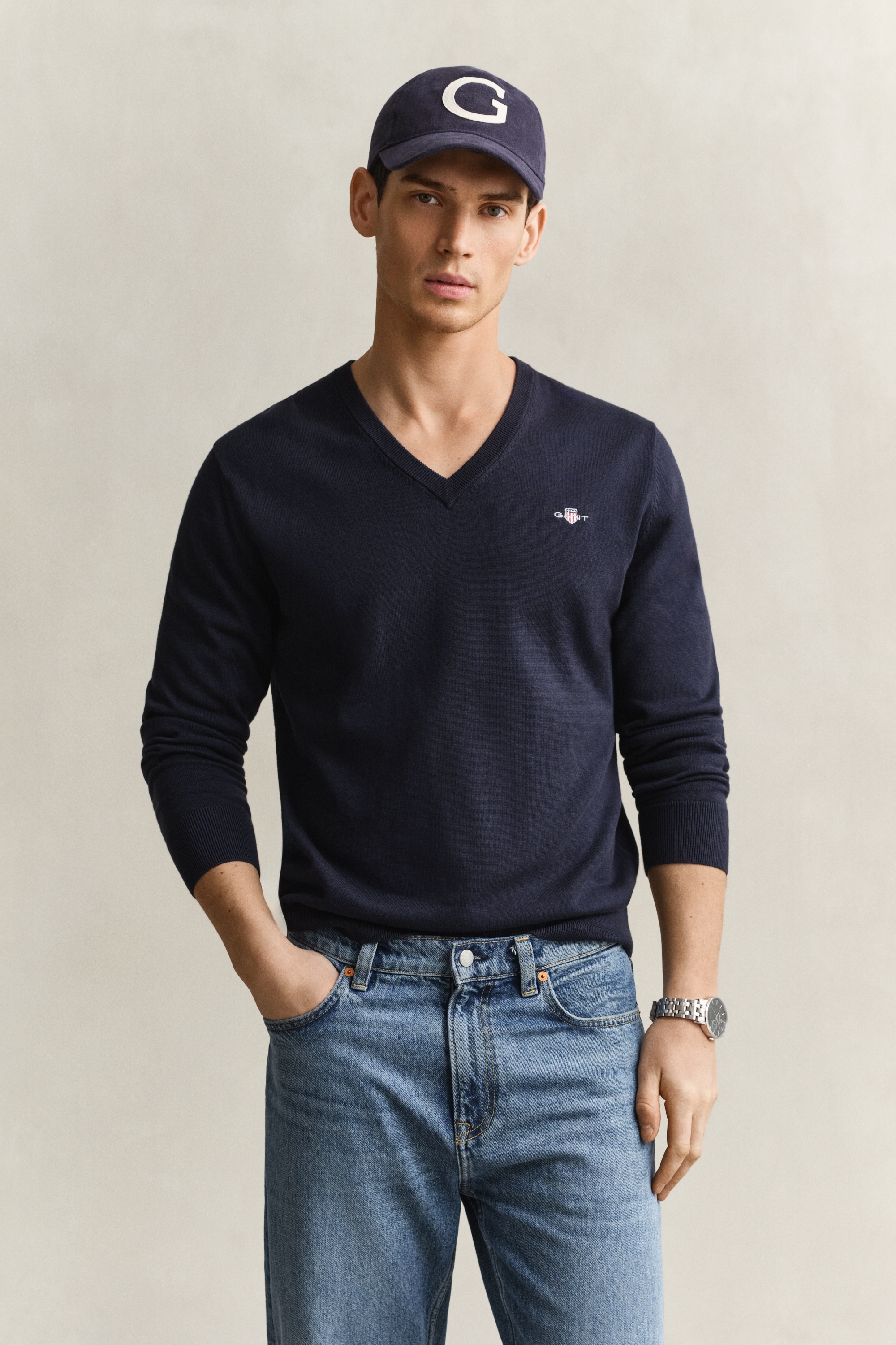 Gant V-Ausschnitt-Pullover »CLASSIC COTTON V-NECK« Regular fit mit V-Ausschnitt